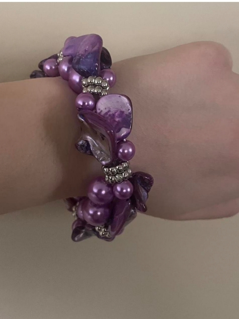 Nwt Sassified Boutique Purple Pearl Cluster Necklace and Earring Set. - Picture 2 of 4